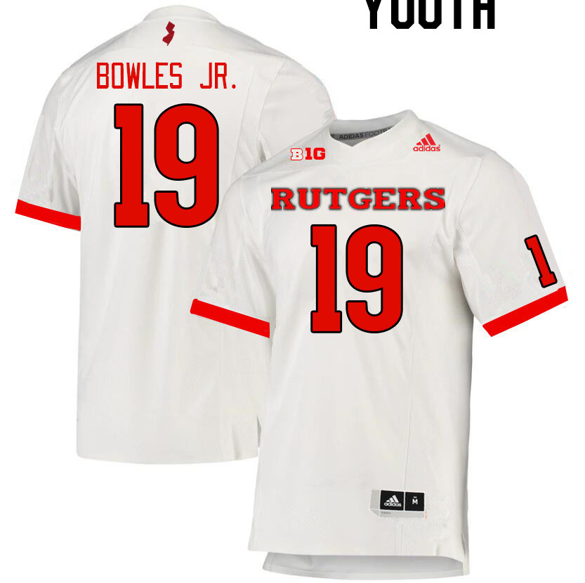 Youth #19 Todd Bowles Jr. Rutgers Scarlet Knights College Football Jerseys Stitched Sale-White
